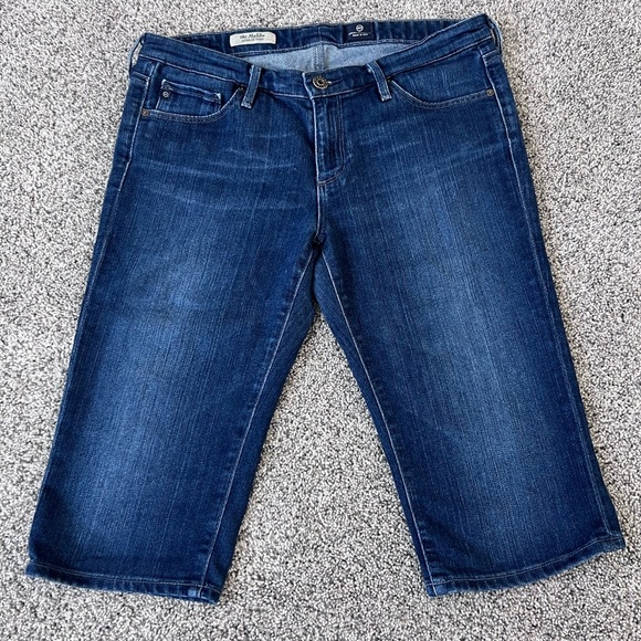 AG Adriano Goldschmied The Malibu Bermuda Short Women's 28 Dark Blue Denim 14" - Picture 1 of 11